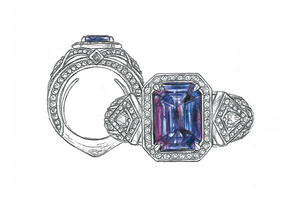 3.27ct Unheated Kashmir Sapphire Ring with D Flawless Diamonds set in 18K White Gold