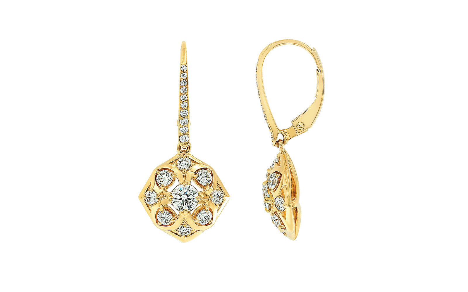 0.76ct D Flawless Diamond Earrings set in 18K Yellow Gold