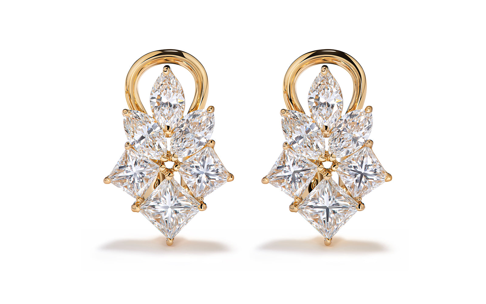 1.68ct D Flawless Diamond Earrings set in 18K Yellow Gold
