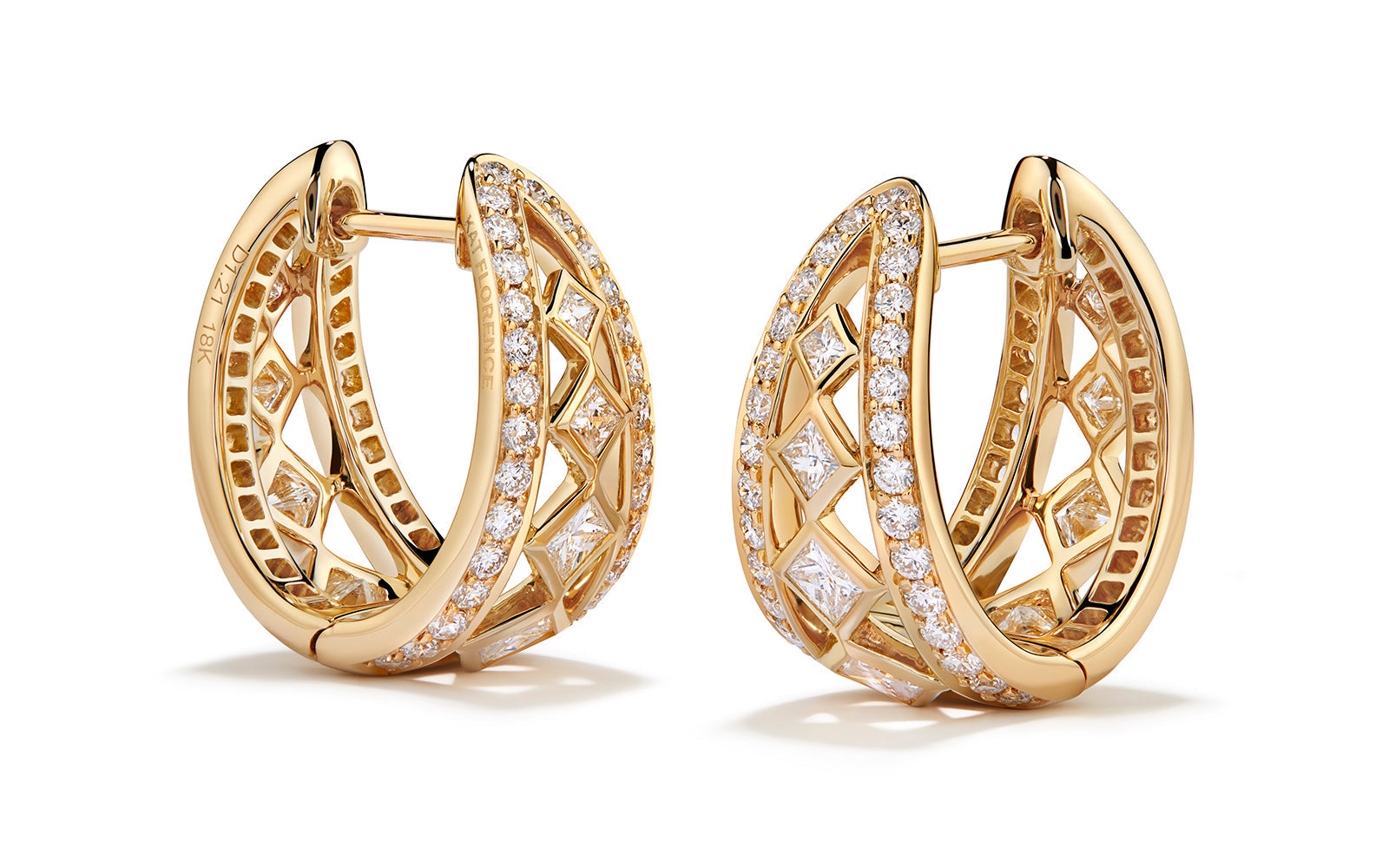 2.42ct D Flawless Diamond Earrings set in 18K Yellow Gold