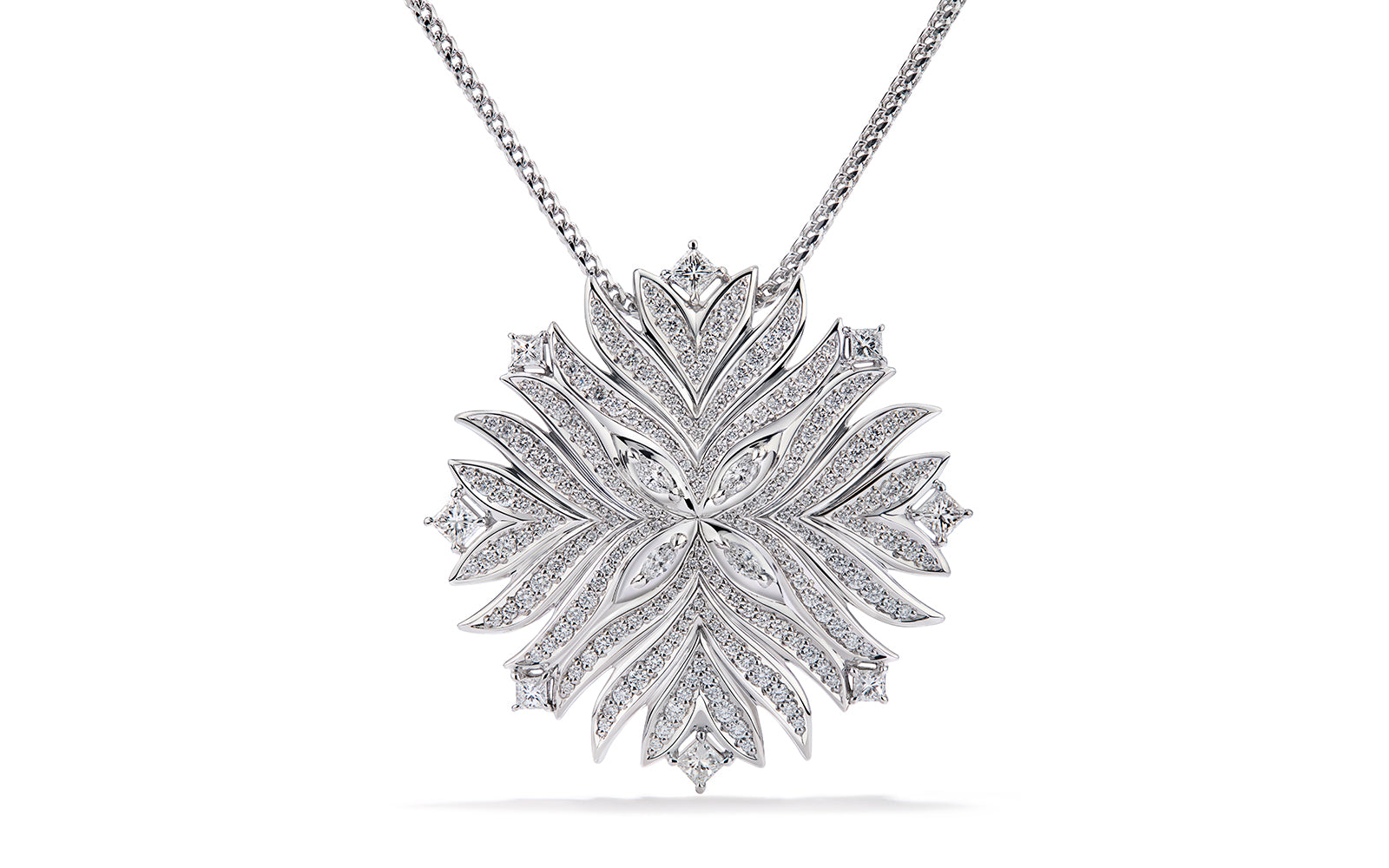 2.7ct D Flawless Diamond Necklace and Brooch set in 18K White Gold