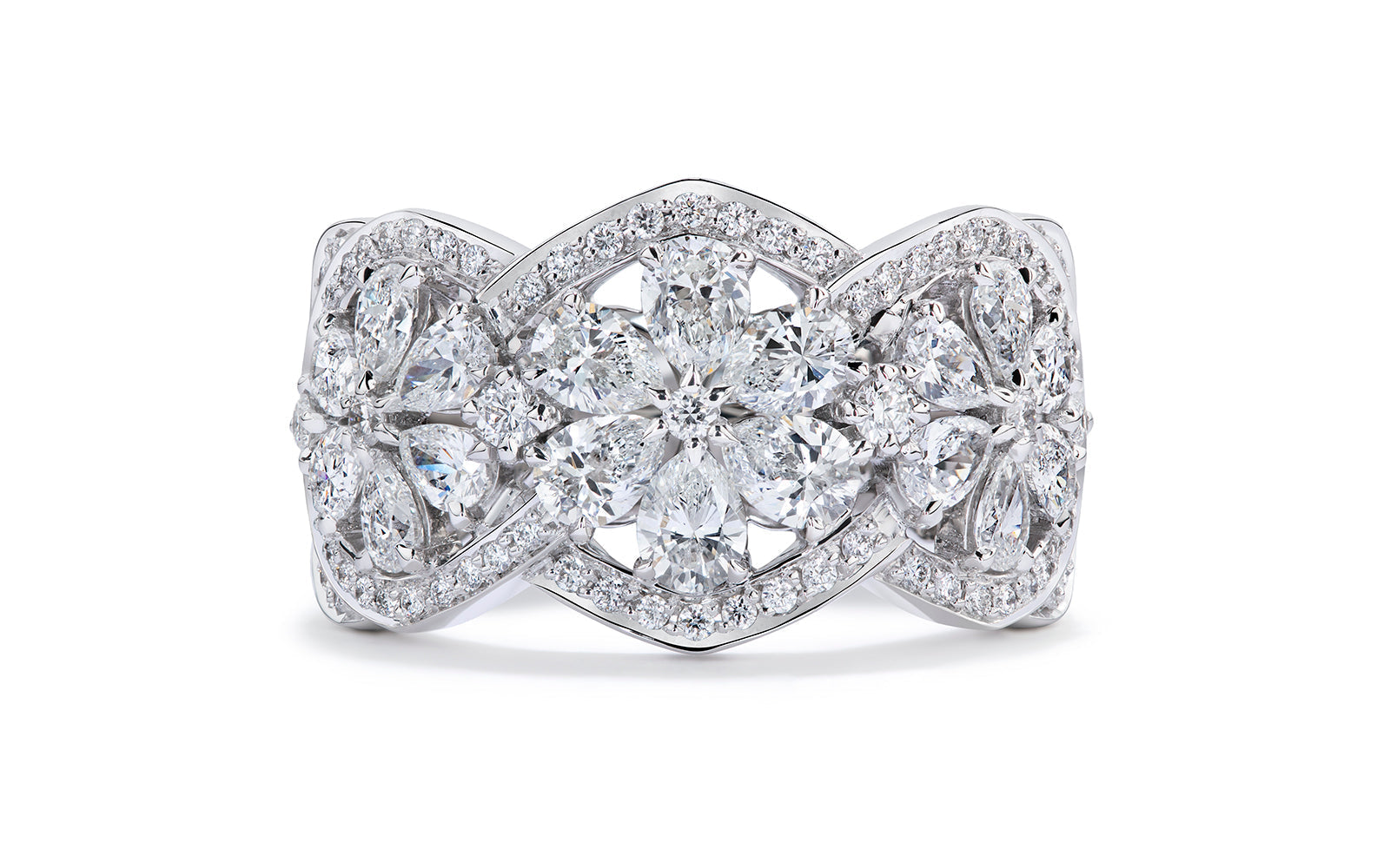 Deco D Flawless Diamond Ring set in 18K White Gold