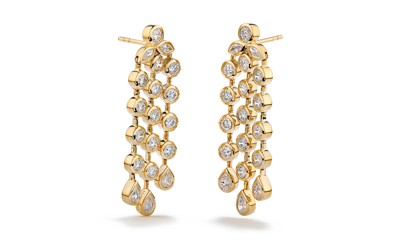 Raindrops 4.08ct D Flawless Diamond Earrings set in 18K Yellow Gold