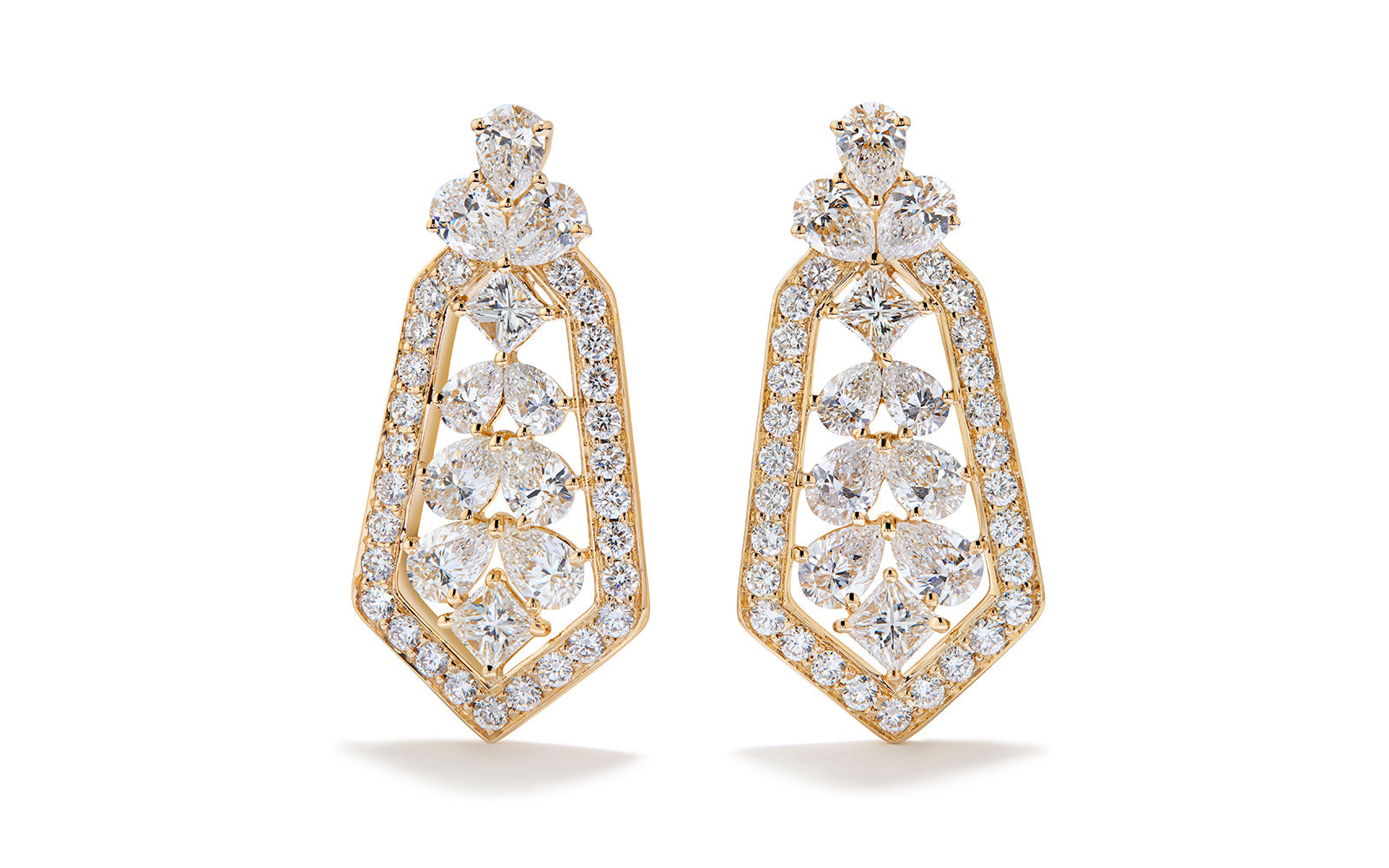 3.68ct D Flawless Diamond Earrings set in 18K Yellow Gold