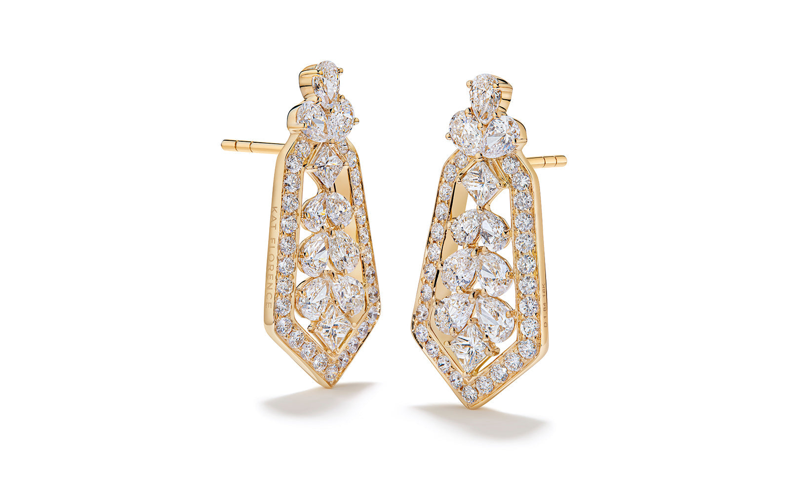 3.68ct D Flawless Diamond Earrings set in 18K Yellow Gold