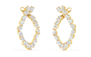 5.00ct D Flawless Diamond Earrings set in 18K Yellow Gold