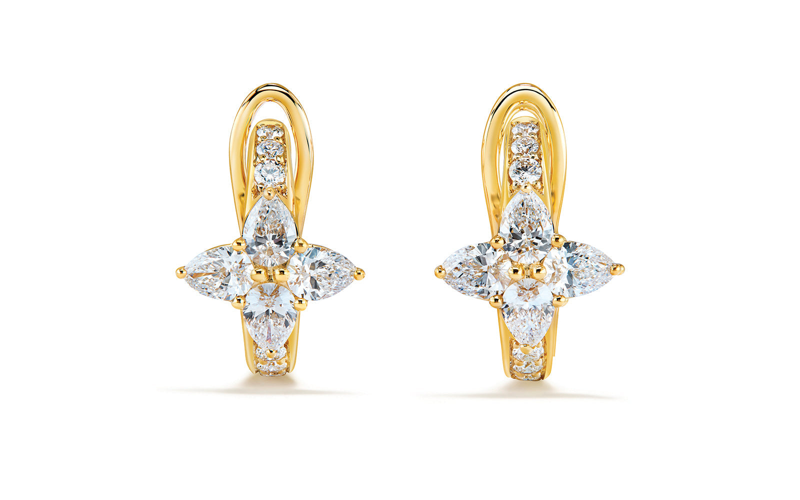 1.26ct D Flawless Diamond Earrings set in 18K Yellow Gold