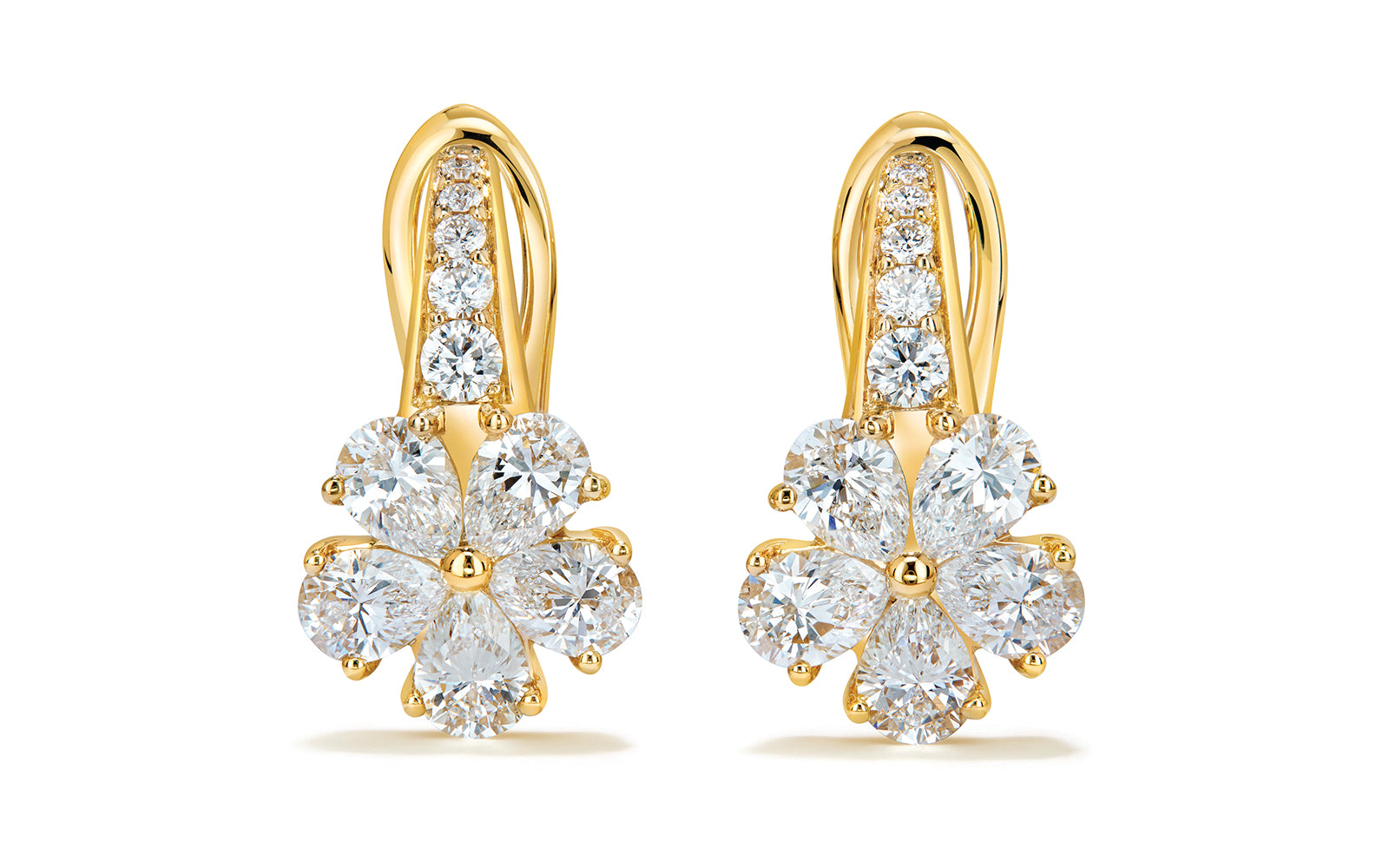 1.54ct D Flawless Diamond Earrings set in 18K Yellow Gold
