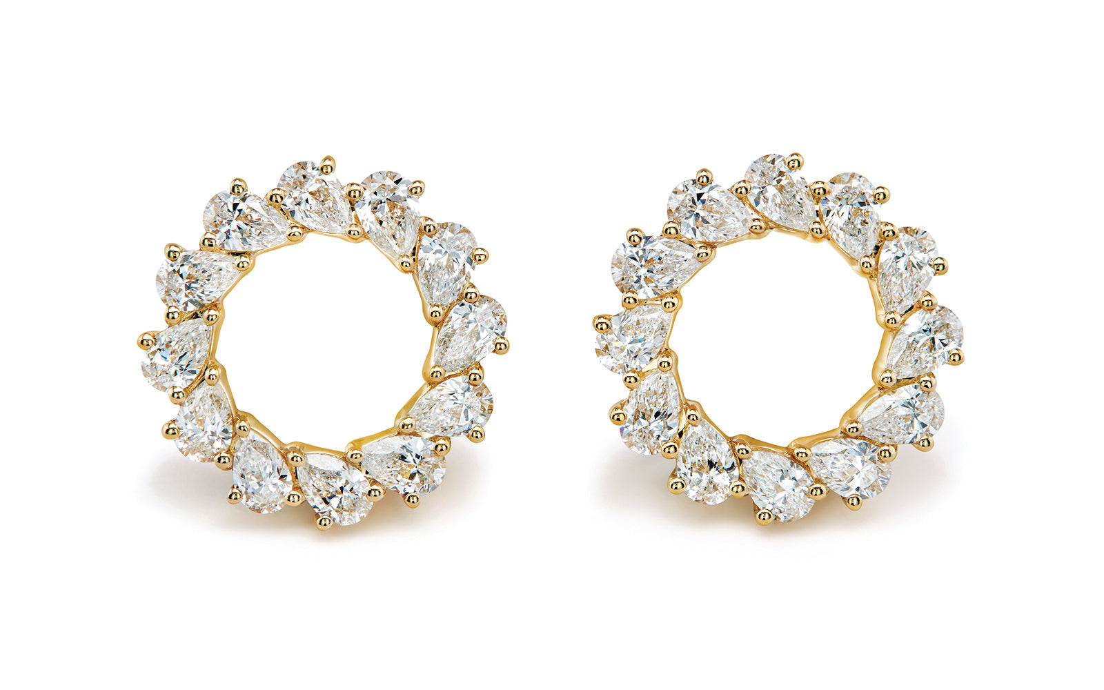 1.12ct D Flawless Diamond Earrings set in 18K Yellow Gold