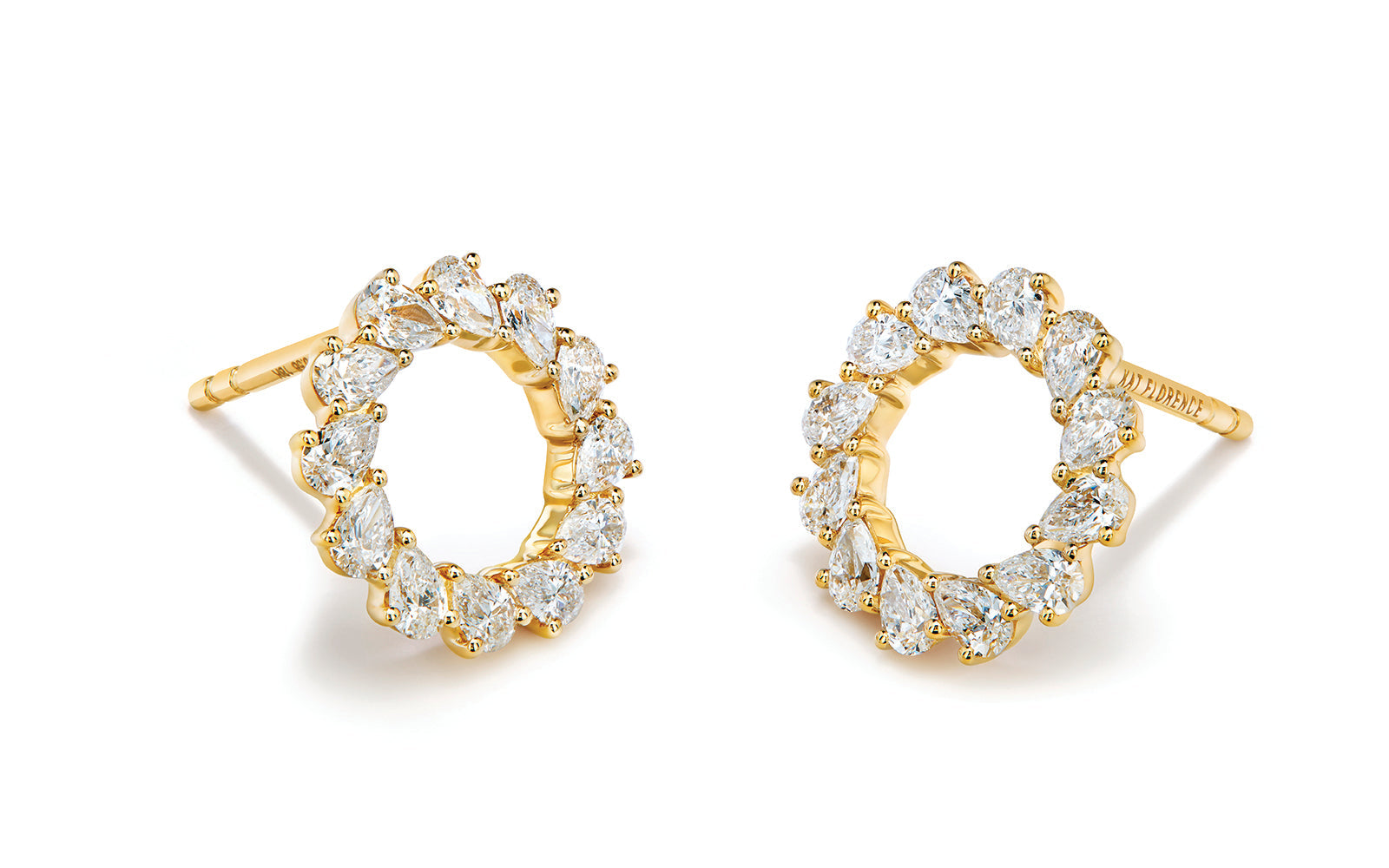 1.12ct D Flawless Diamond Earrings set in 18K Yellow Gold