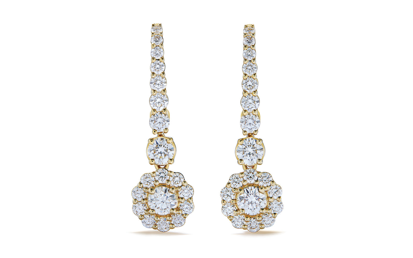 1.48ct D Flawless Diamond Earrings set in 18K Yellow Gold