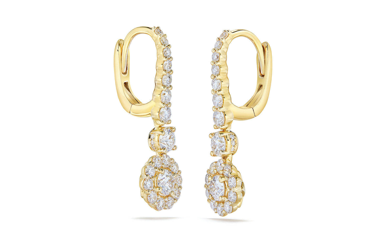 1.48ct D Flawless Diamond Earrings set in 18K Yellow Gold