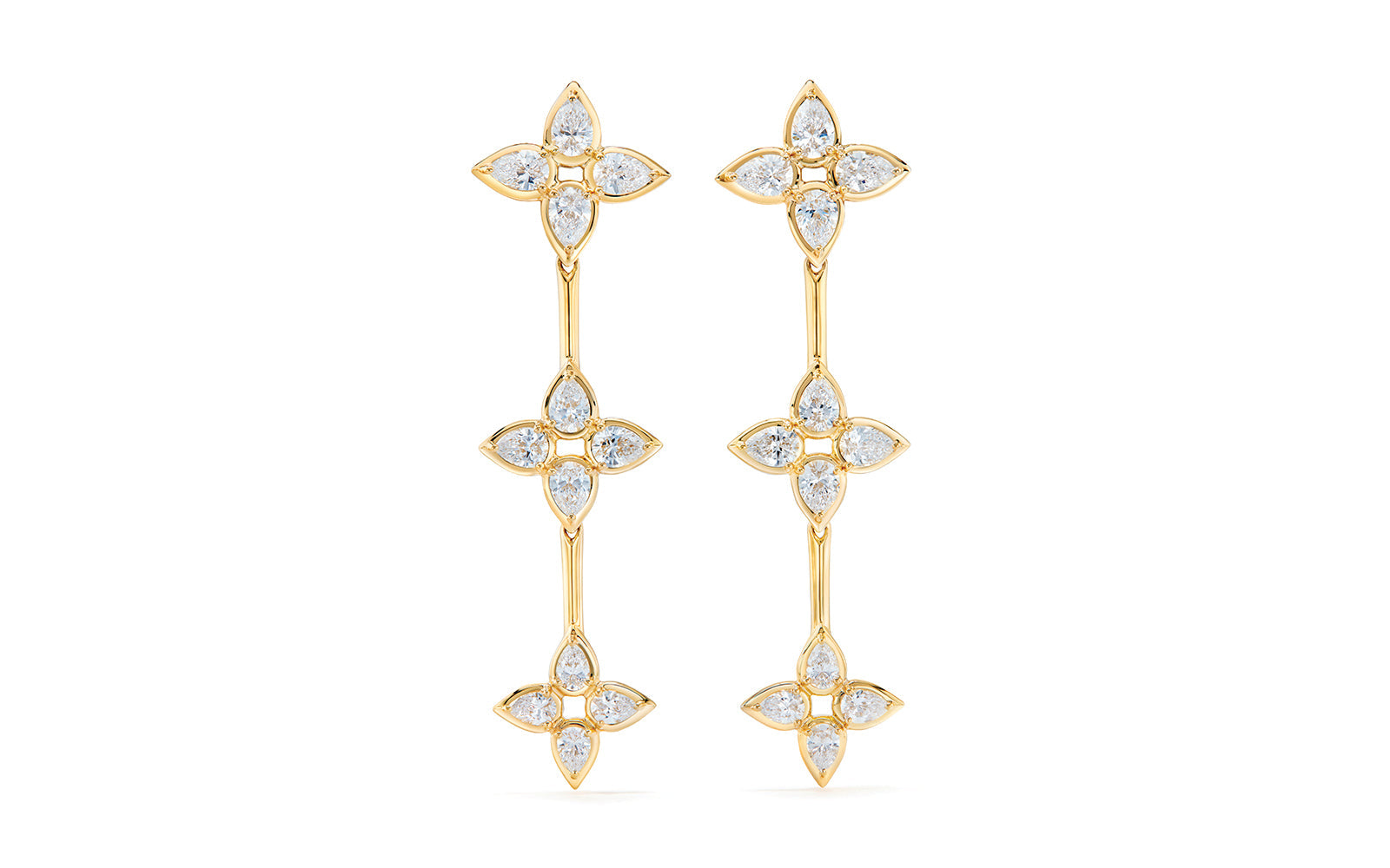 3.00ct D Flawless Diamond Earrings set in 18K Yellow Gold