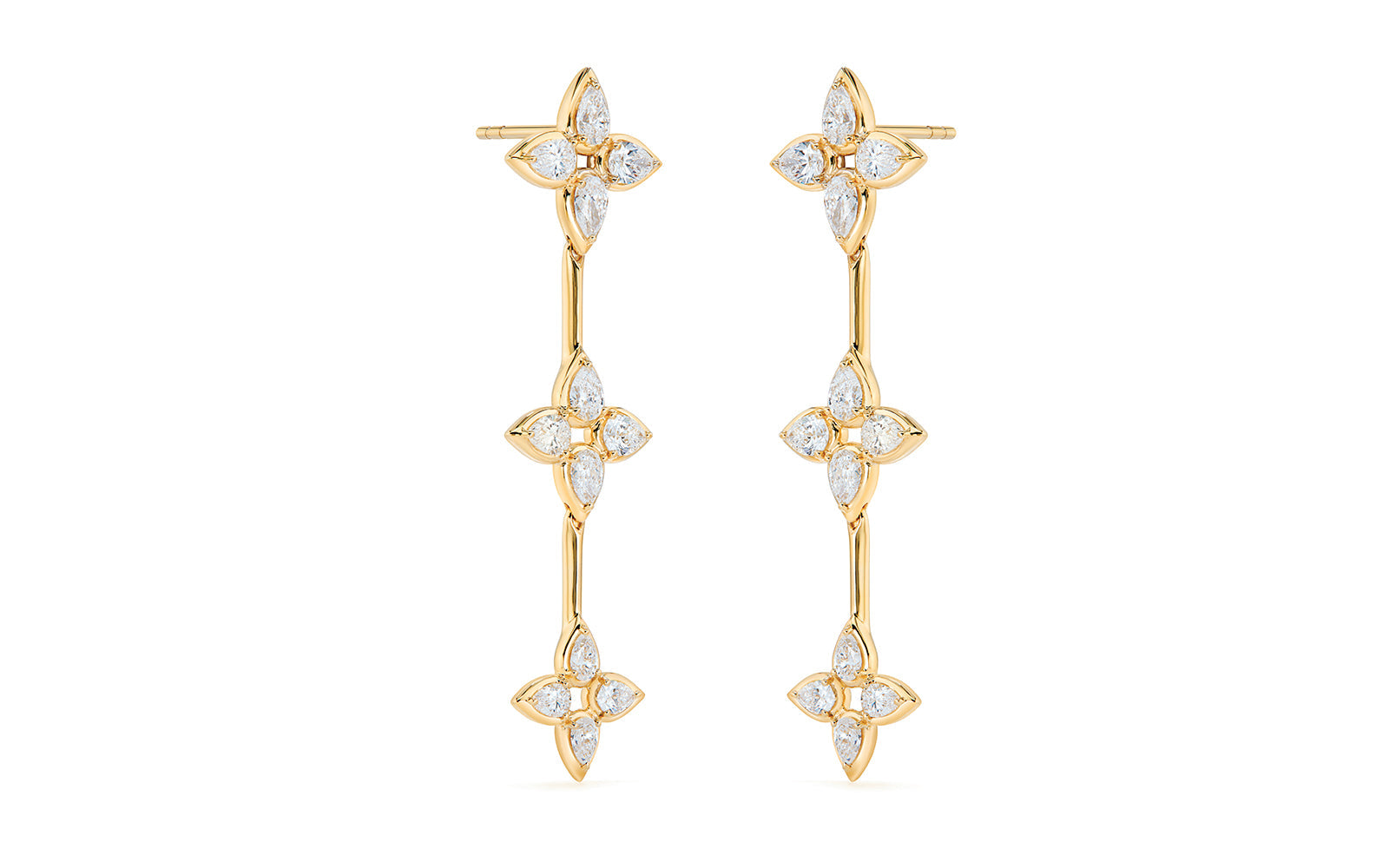 3.00ct D Flawless Diamond Earrings set in 18K Yellow Gold
