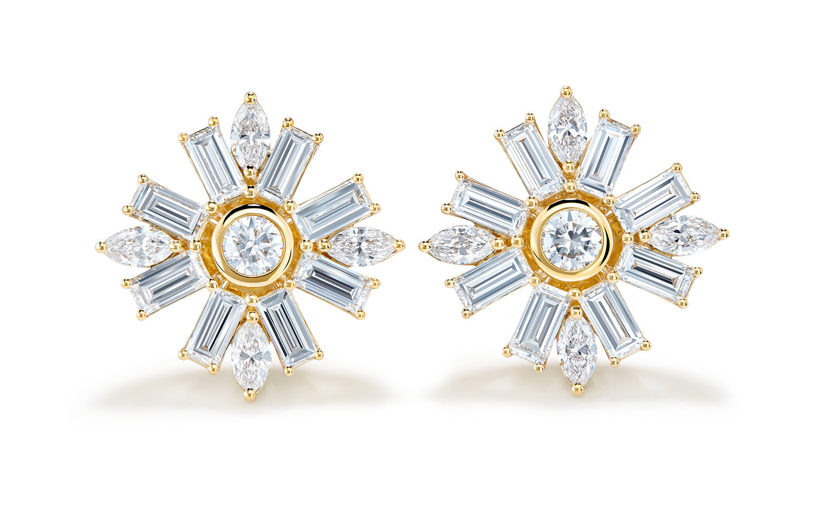 2.38ct D Flawless Diamond Earrings set in 18K Yellow Gold
