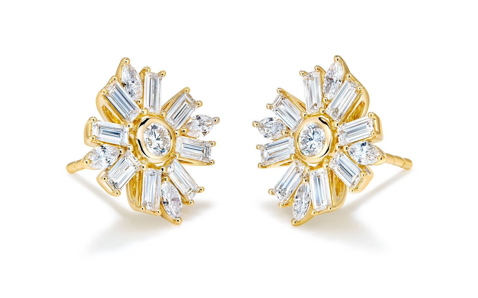 2.38ct D Flawless Diamond Earrings set in 18K Yellow Gold