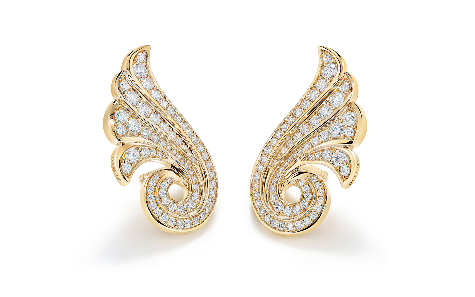 1.36ct D Flawless Diamond Earrings set in 18K Yellow Gold
