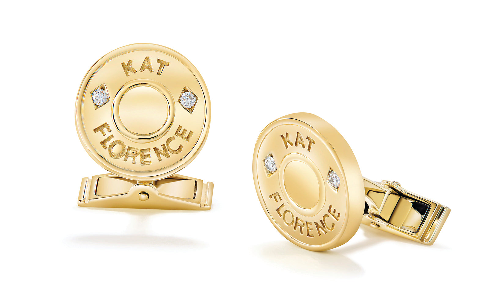 0.06ct D Flawless Diamond Cufflink set in 18K Yellow Gold