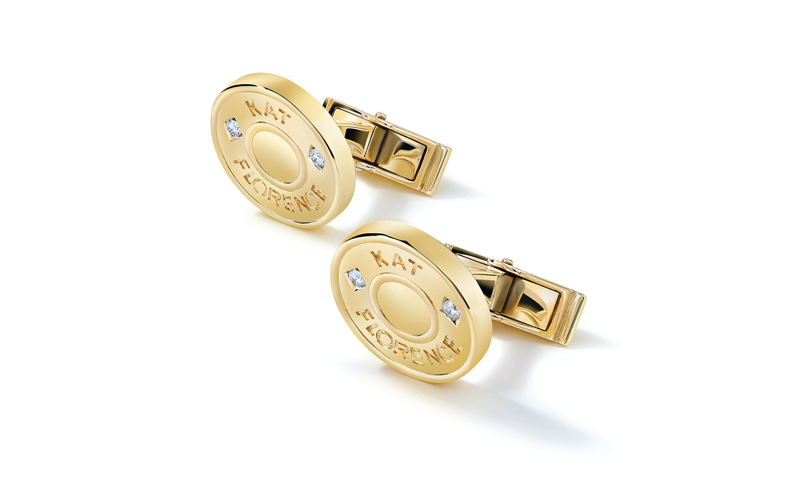 0.06ct D Flawless Diamond Cufflink set in 18K Yellow Gold