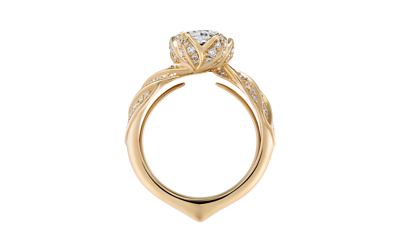 Kat Florence Vintage Diamond Ring with D Flawless Diamonds set in 18K Yellow Gold