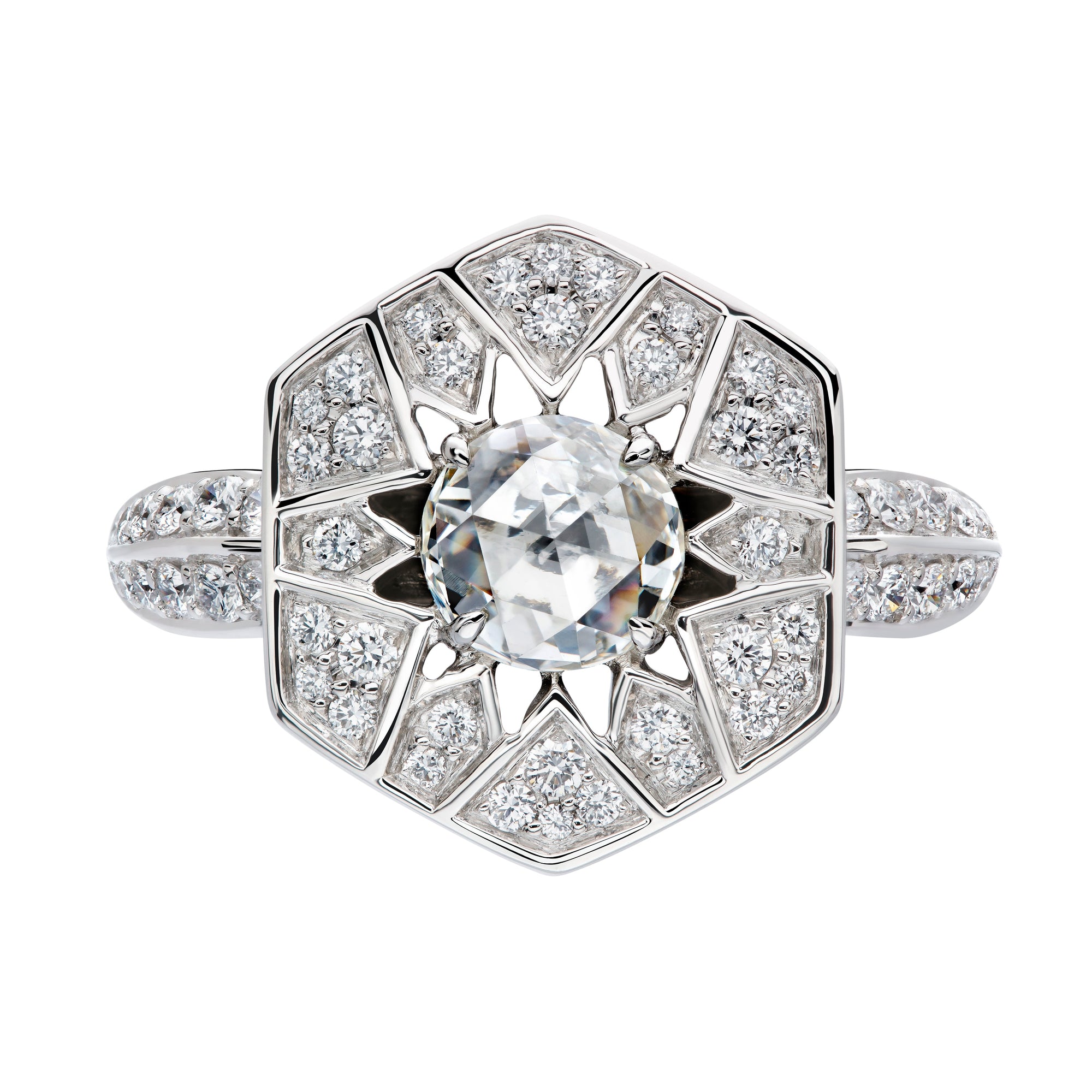 Kat Florence Vintage Diamond Ring with D Flawless Diamonds set in Platinum