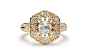 Kat Florence Vintage Diamond Ring with D Flawless Diamonds set in 18K Yellow Gold