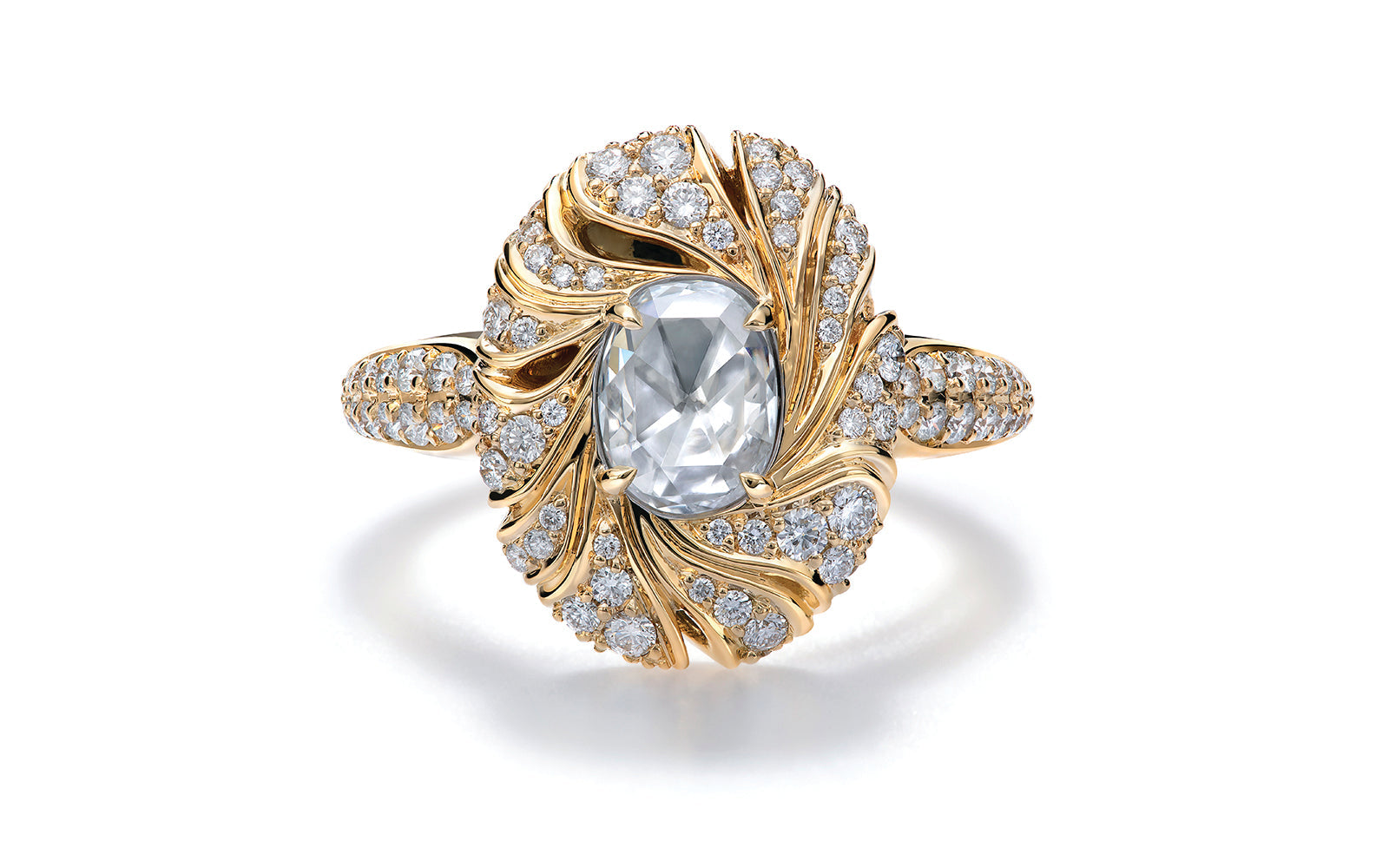 Kat Florence Vintage Diamond Ring with D Flawless Diamonds set in 18K Yellow Gold