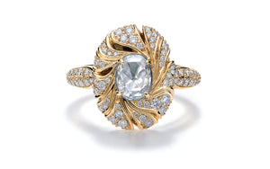 Kat Florence Vintage Diamond Ring with D Flawless Diamonds set in 18K Yellow Gold