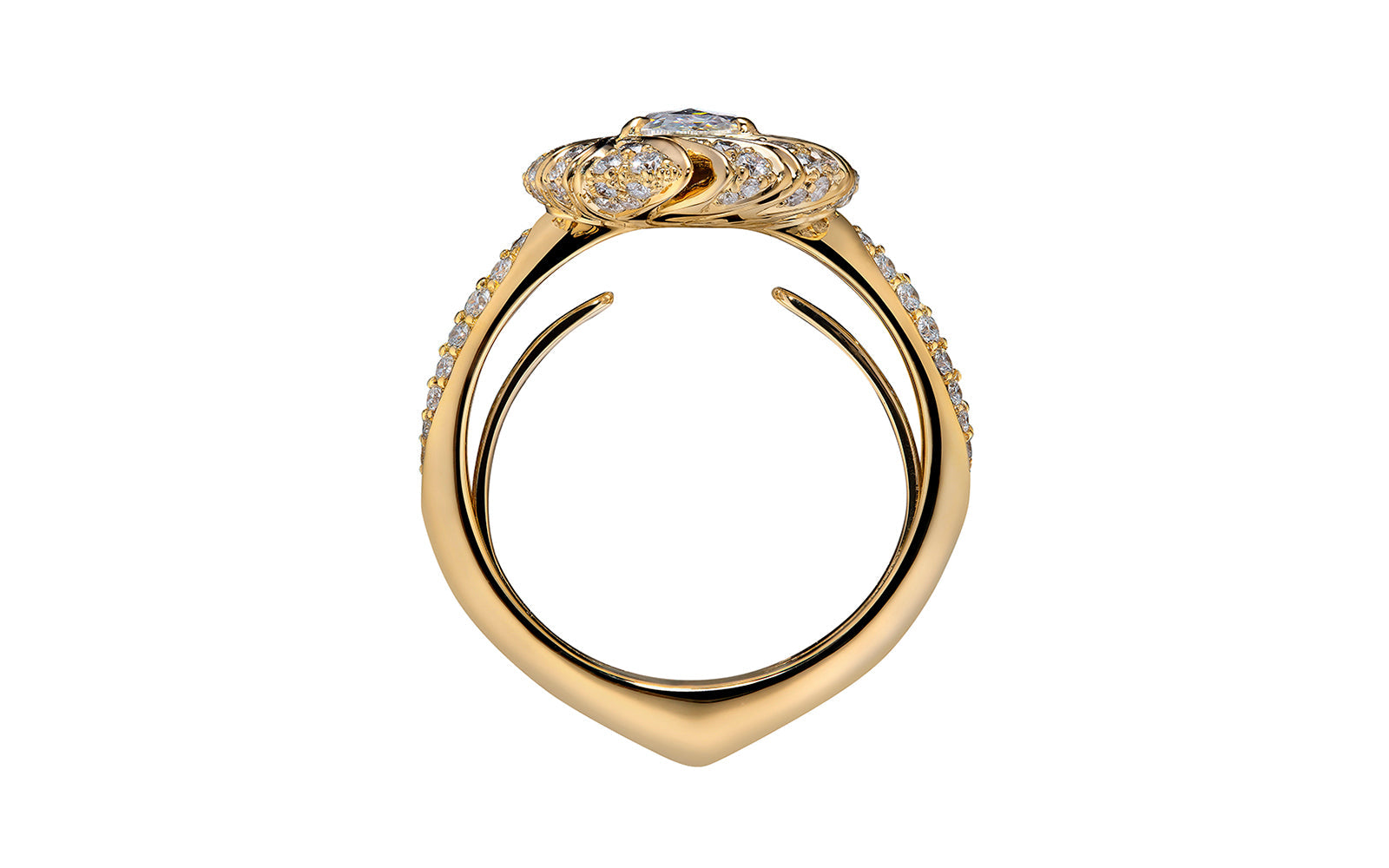 Kat Florence Vintage Diamond Ring with D Flawless Diamonds set in 18K Yellow Gold