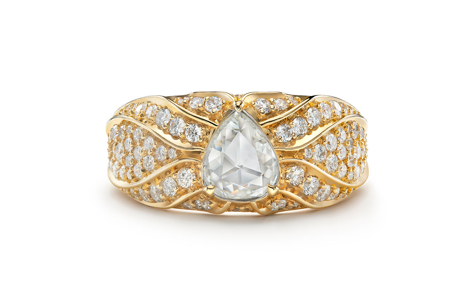 Kat Florence Vintage Diamond Ring with D Flawless Diamonds set in 18K Yellow Gold