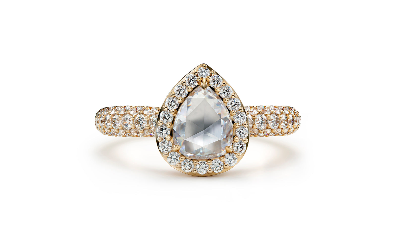 Kat Florence Vintage Diamond Ring with D Flawless Diamonds set in 18K Yellow Gold