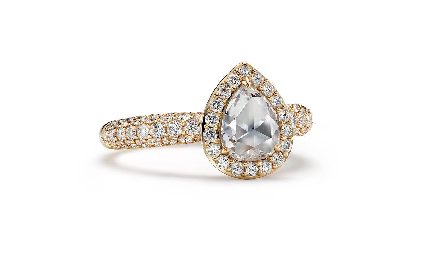 Kat Florence Vintage Diamond Ring with D Flawless Diamonds set in 18K Yellow Gold