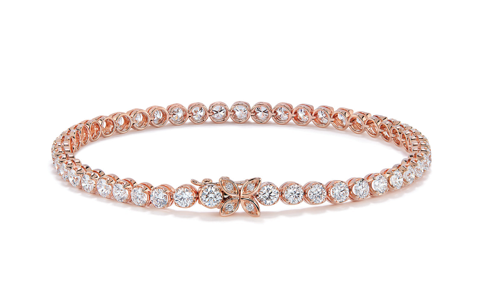 5.03ct D Flawless Diamond Bracelet set in 18K Rose Gold