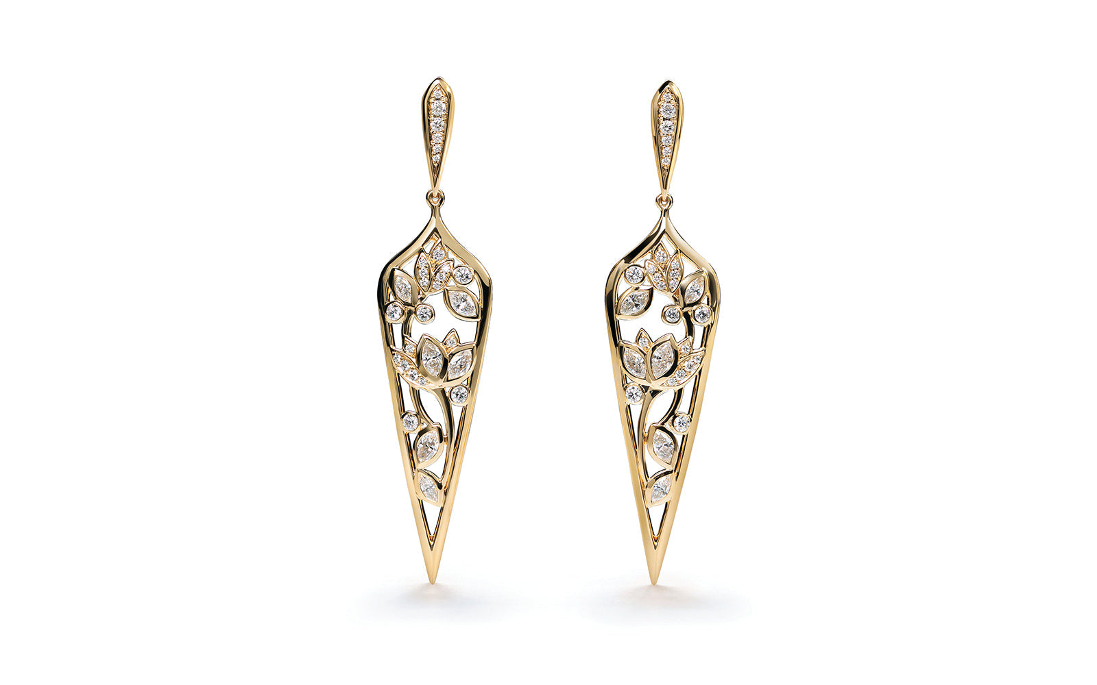 1.84ct D Flawless Diamond Earrings set in 18K Yellow Gold