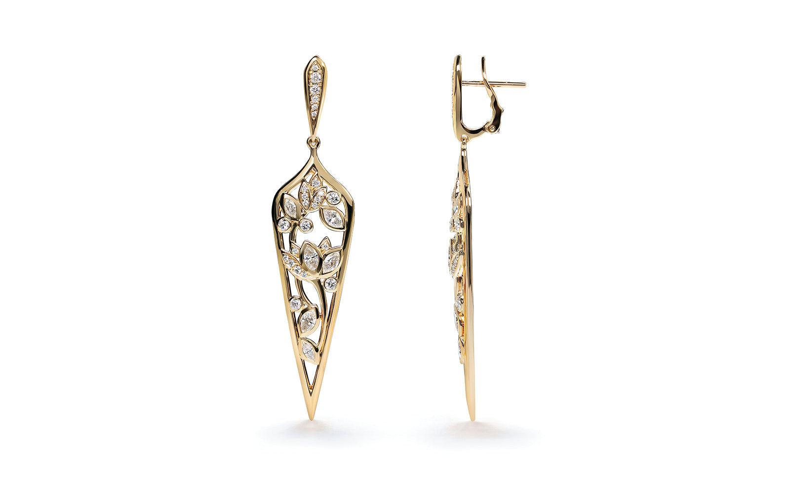 1.84ct D Flawless Diamond Earrings set in 18K Yellow Gold