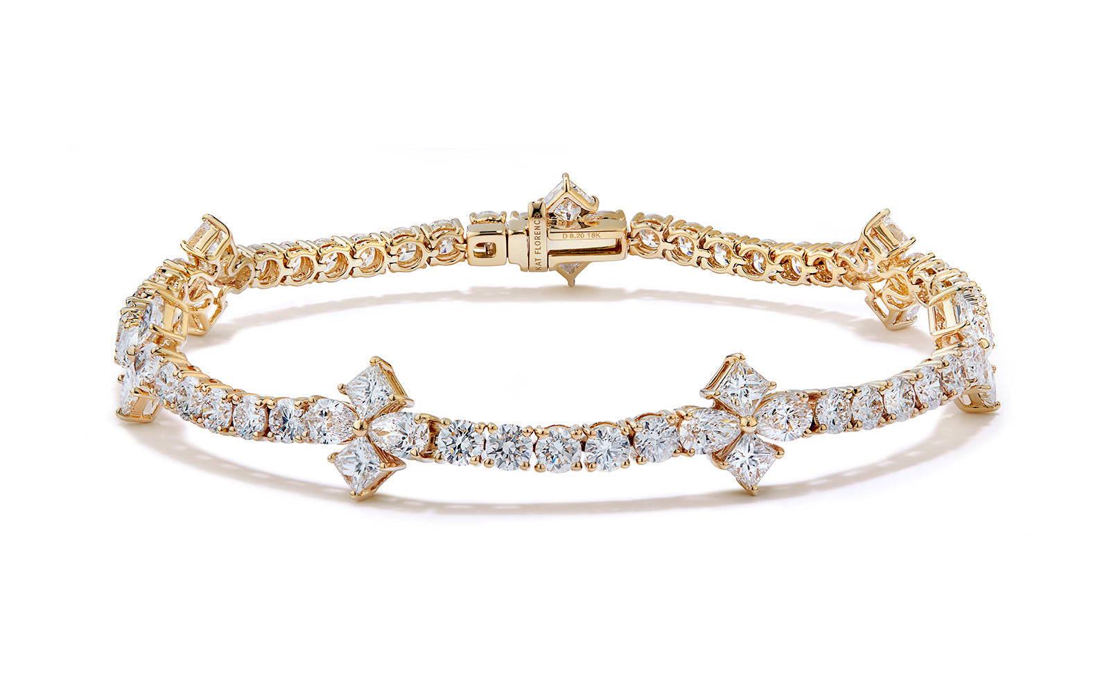 8.20ct D Flawless Diamond Bracelet set in 18K Yellow Gold