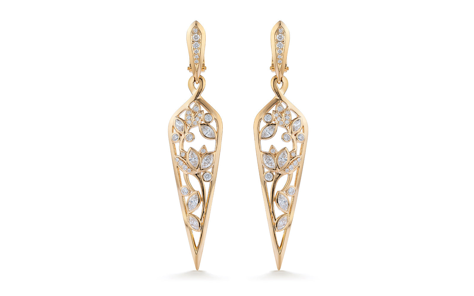 1.84ct D Flawless Diamond Earrings set in 18K Yellow Gold