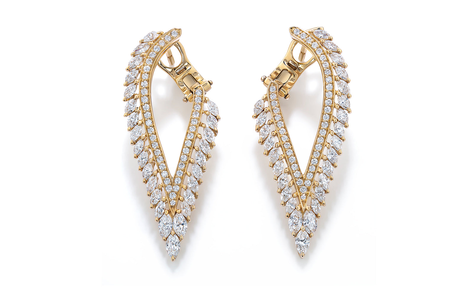 2.08ct D Flawless Diamond Earrings set in 18K Yellow Gold