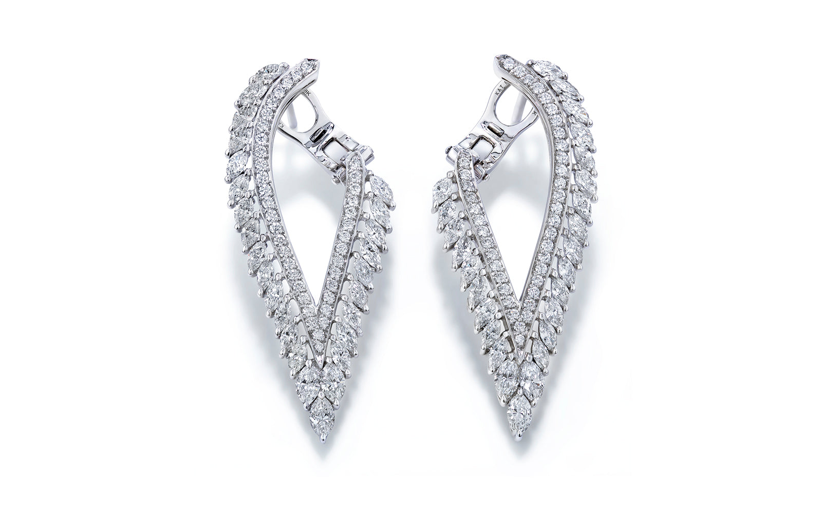 Angel Wings 2.08ct D Flawless Diamond Earrings set in 18K White Gold
