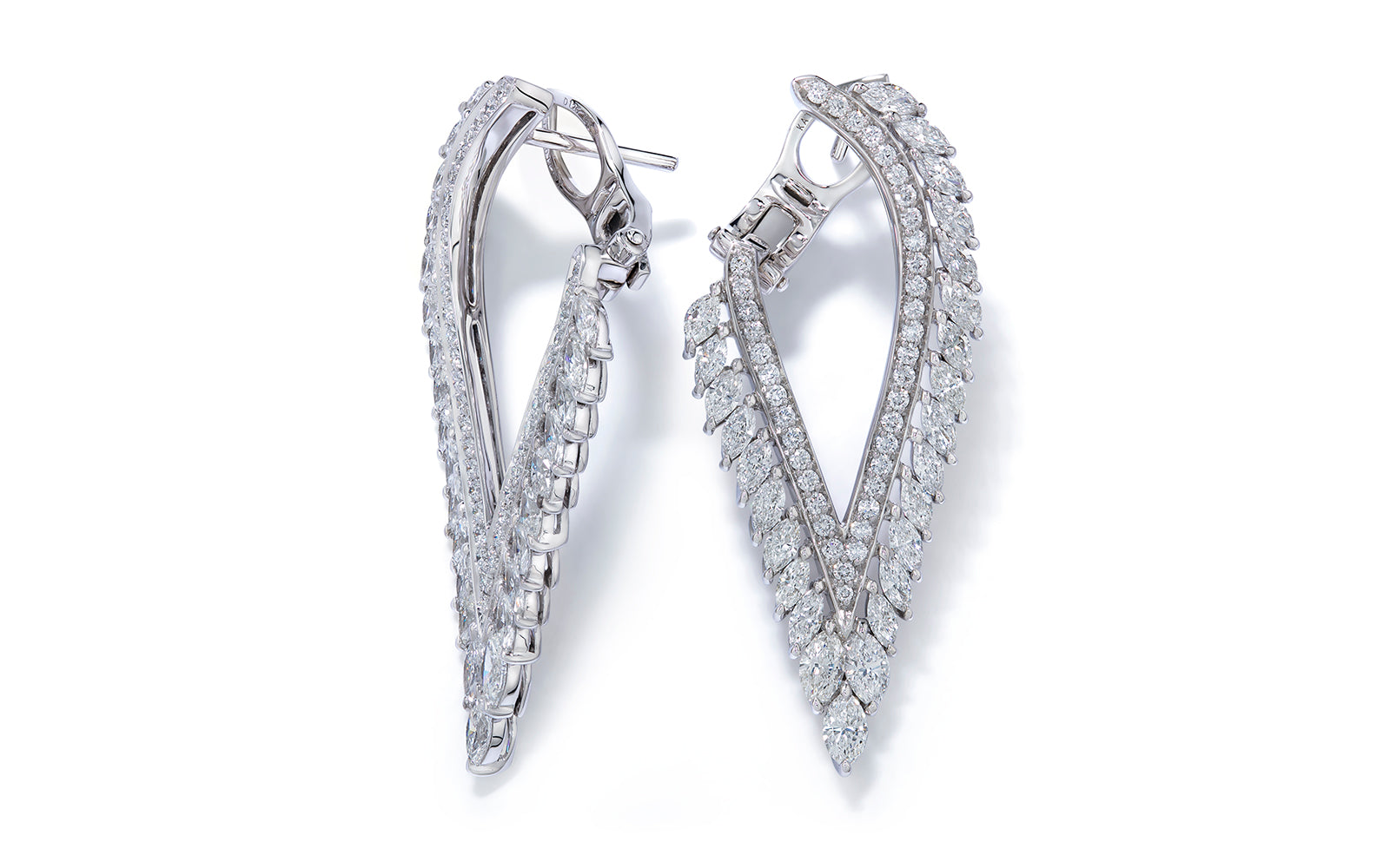 Angel Wings 2.08ct D Flawless Diamond Earrings set in 18K White Gold