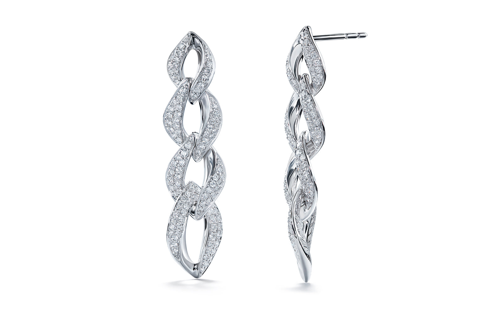 Connected 1.36ct D Flawless Diamond Earrings set in 18K White Gold