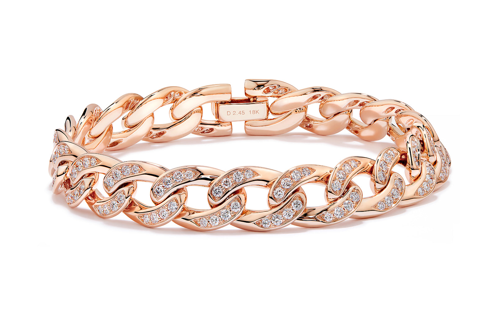2.57ct D Flawless Diamond Bracelet set in 18K Rose Gold