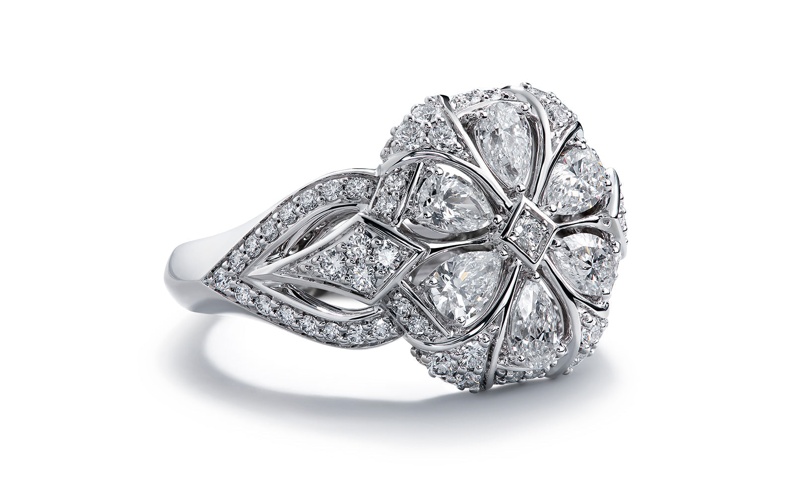 Irish Flowers 1.66ct D Flawless Diamond Ring set in 18K White Gold