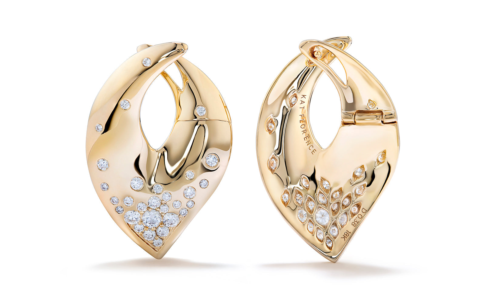 0.76ct D Flawless Diamond Earrings set in 18K Yellow Gold