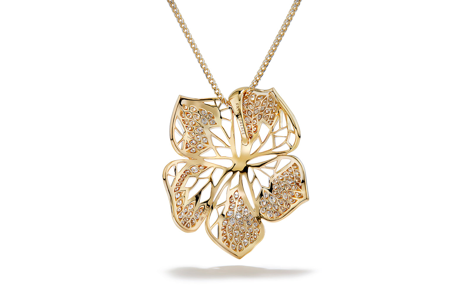 D Flawless Diamond Necklace set in 18K Yellow Gold