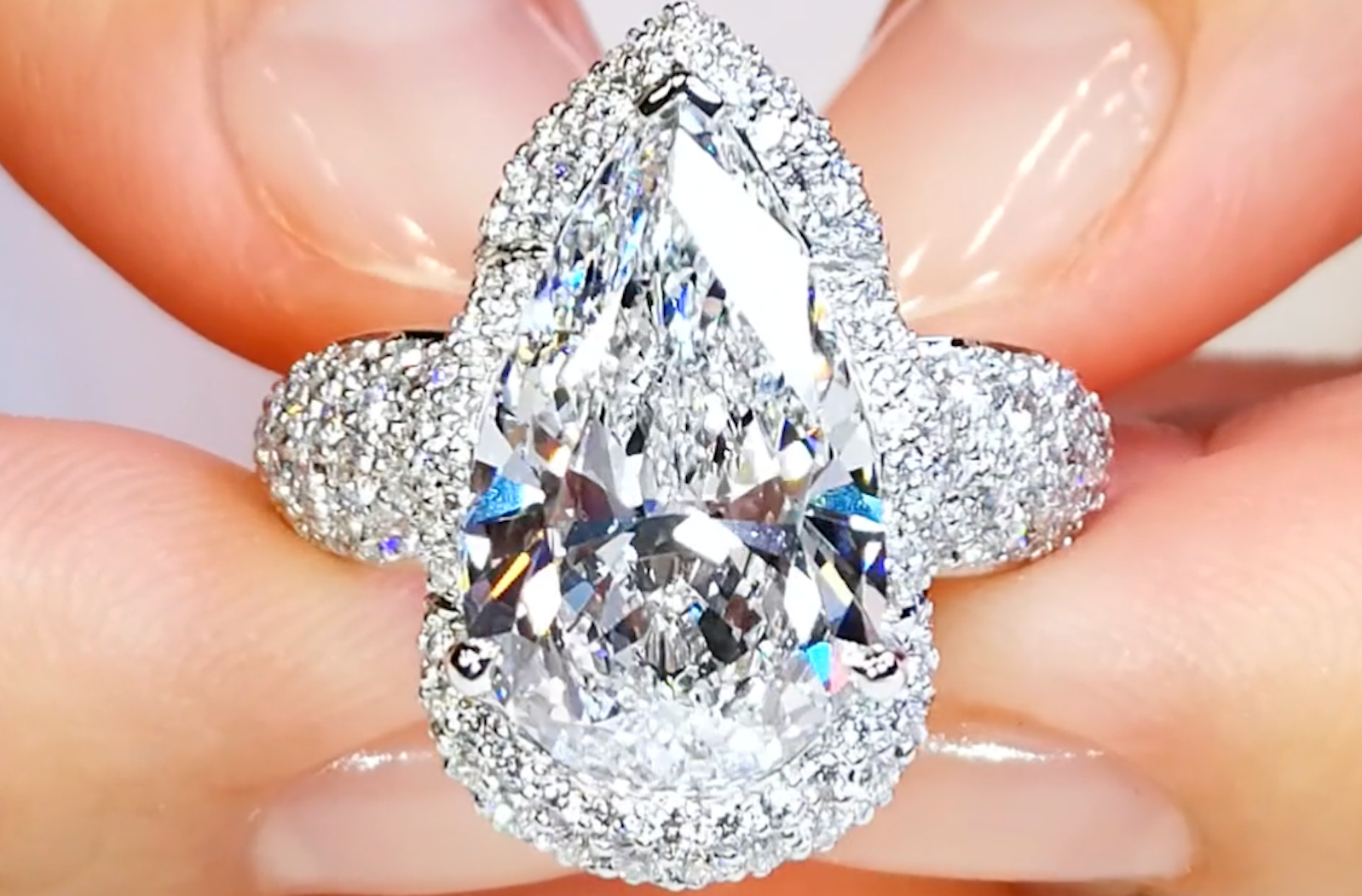 5.52ct D Flawless Golconda Diamond Ring with D Flawless Diamonds set in 18K White Gold