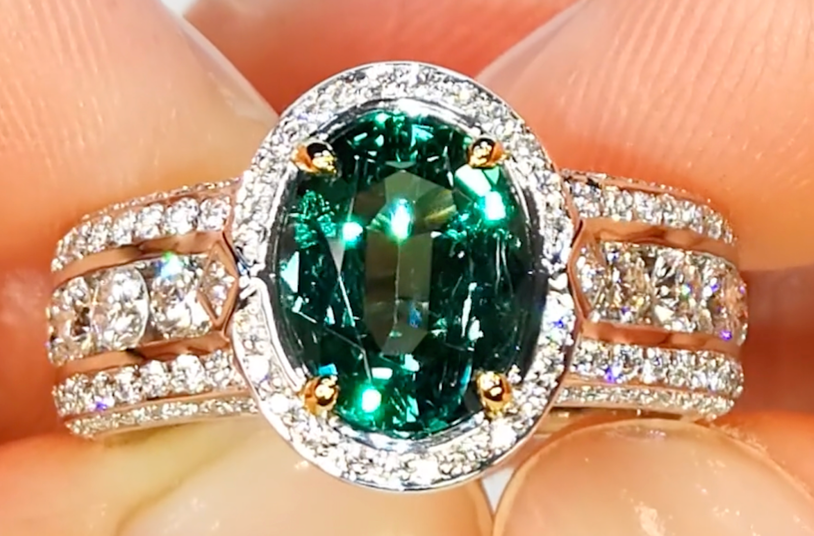 2.41ct Russian Emerald Ring with D Flawless Diamonds set in 18K White Gold