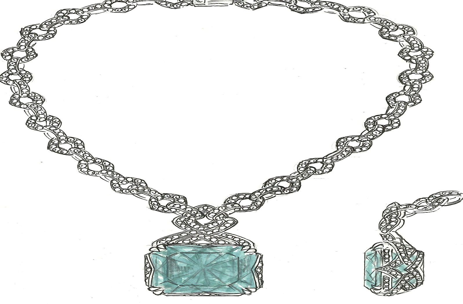 130.87ct Record Flawless Green Beryl Necklace with D Flawless Diamonds set in 18K White Gold