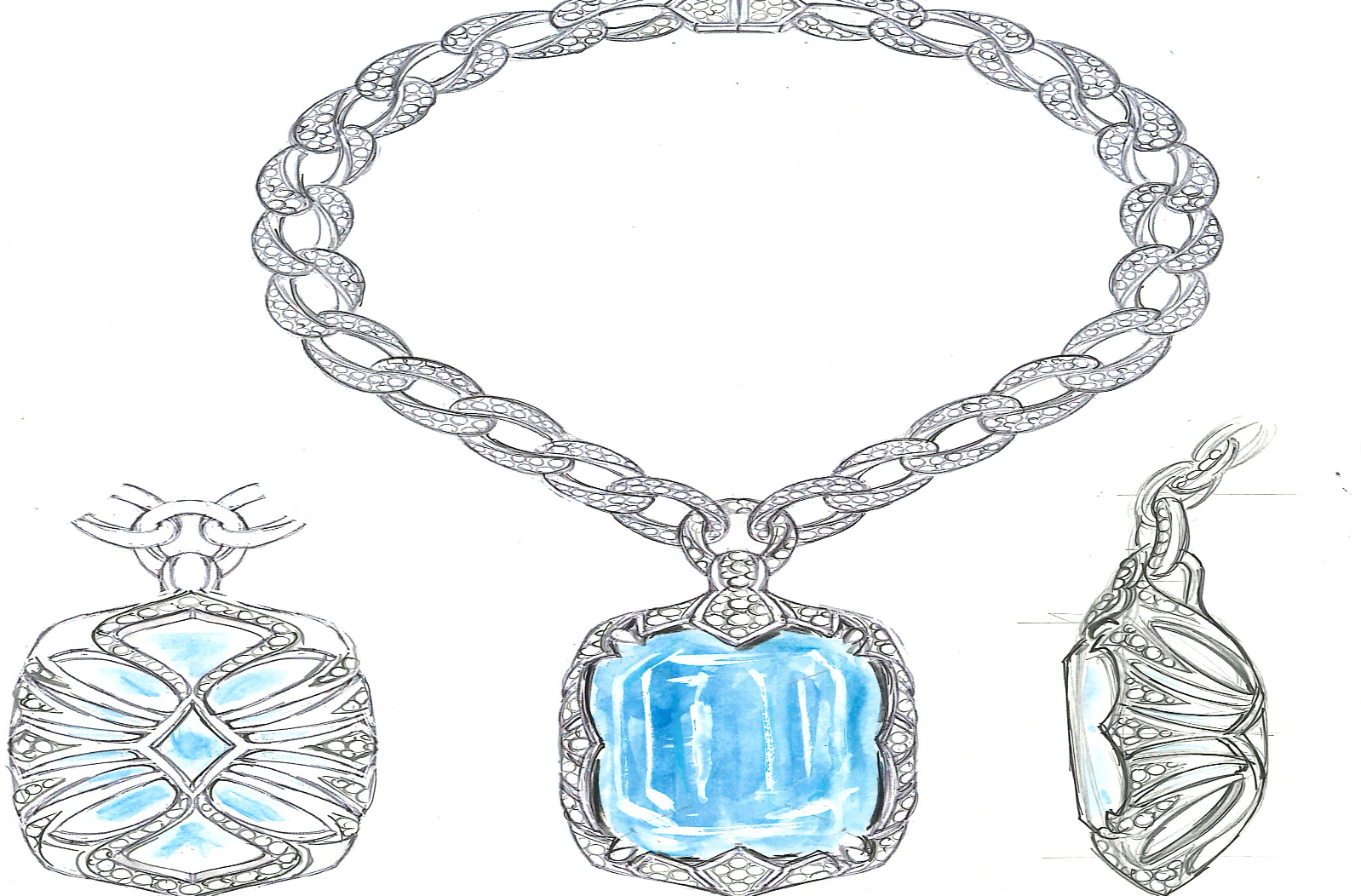 411.00ct Record Santa Maria Aquamarine Necklace with D Flawless Diamonds set in 18K White Gold