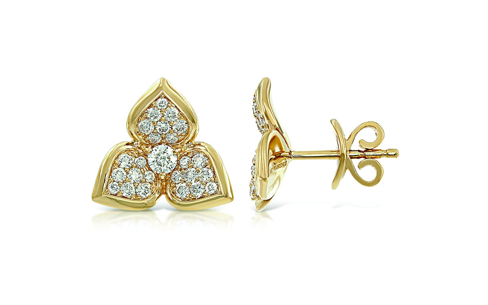 0.68ct D Flawless Diamond Earrings set in 18K Yellow Gold